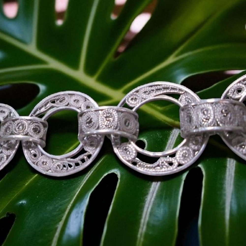 Persian Silver Filigree Bracelet GEOMETRIC CIRCLES